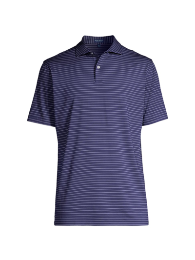 Shop Peter Millar Men's Crown Crafted Duet Pinstriped Polo Shirt In Navy