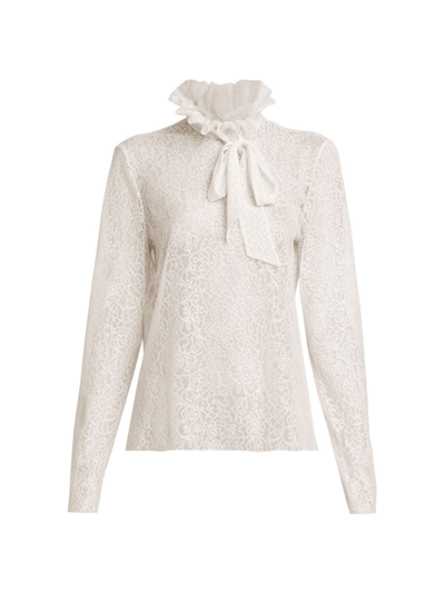 Shop Philosophy Di Lorenzo Serafini Women's Sheer Lace Long-sleeve Blouse In White