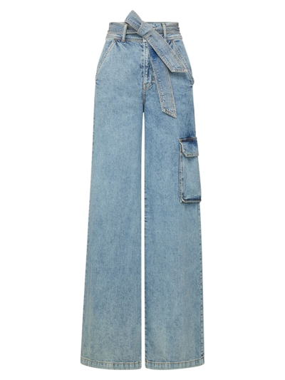 Shop Veronica Beard Women's Belisa Cargo Wide-leg Jeans In Silverwood