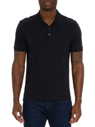 Robert Graham Elias Basket Weave Polo In Black