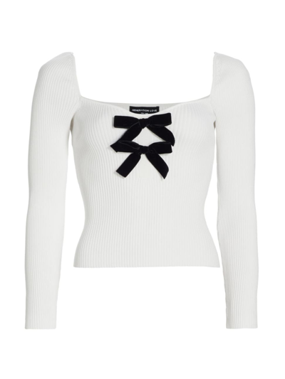 Shop Generation Love Women's Coralie Velvet Bow Top In White
