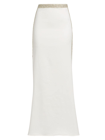 Shop Alice And Olivia Women's Marilynn Crystal Waist Maxi Skirt In Off White