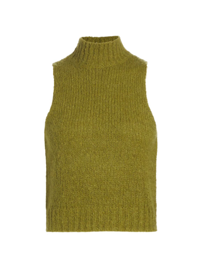 Shop Reformation Women's Saga Sleeveless Turtleneck Sweater In Pear