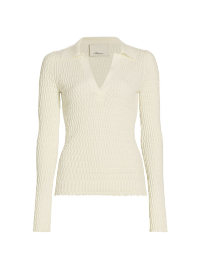 Shop 3.1 Phillip Lim / フィリップ リム Women's E24 Knit Long-sleeve Polo T-shirt In Ivory
