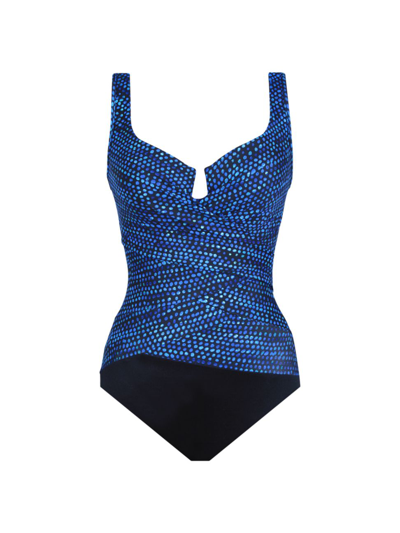 Shop Miraclesuit Swim Women's Dot Com Escape One-piece Swimsuit In Blue Multi