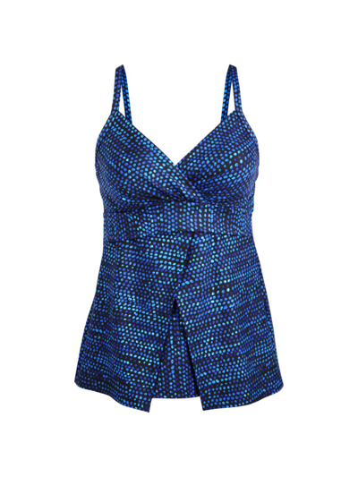 Shop Miraclesuit Swim Women's Dot Com Cleo Tankini Top In Blue Multi