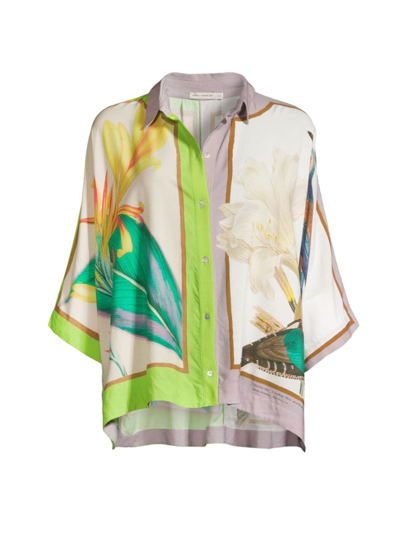 Shop Lenny Niemeyer Swim Women's Destinos Printed Button-up Shirt In Carres