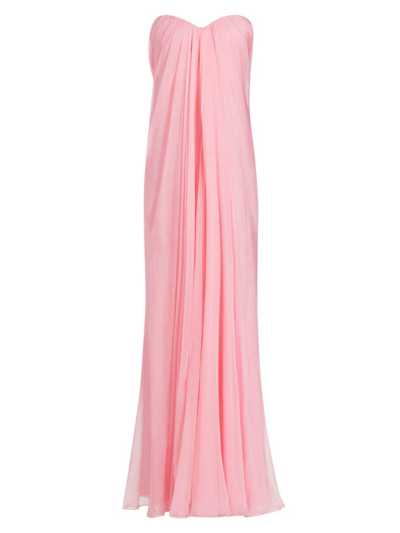 Shop Alexander Mcqueen Women's Silk Bustier Maxi Dress In Pale Pink