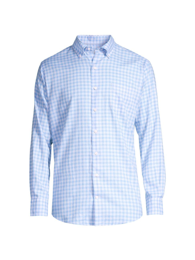 Shop Peter Millar Men's Crown Elmwood Gingham Button-front Shirt In Cape Blue