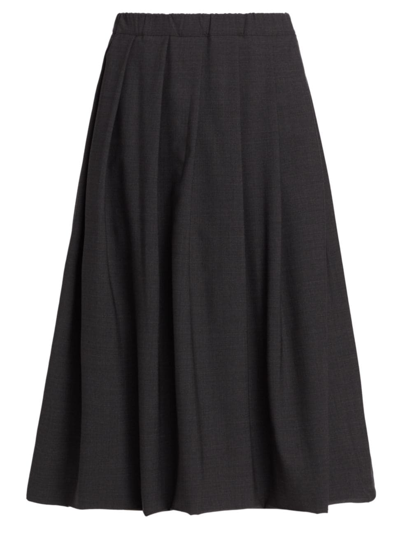 Shop Fabiana Filippi Women's Pleated Wool-blend Midi-skirt In Anthracite