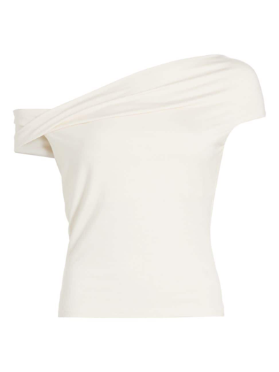 Shop Reformation Women's Cello One-shoulder Ruched Top In Cream
