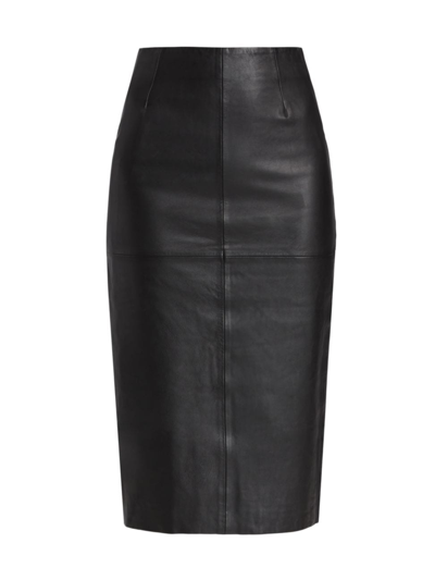 Shop Reformation Women's Veda Bedford Leather Midi-skirt In Black