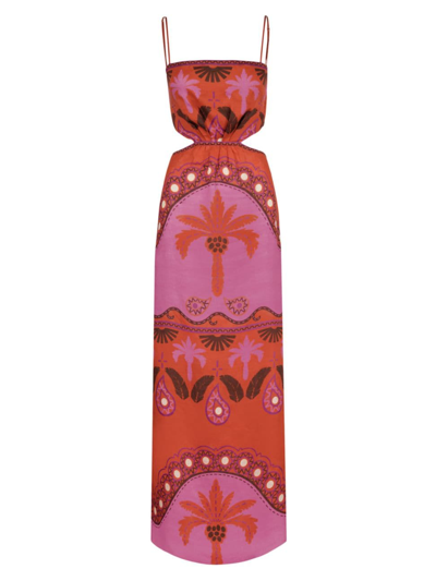 Shop Johanna Ortiz Women's Special Wildness Printed Cotton Maxi-dress In Carnival Red Pink
