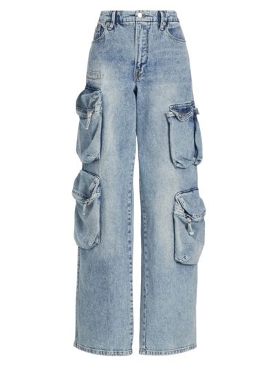 Shop Good American Women's Wide-leg Cargo Jeans In Indigo