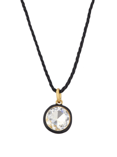 Shop Roxanne Assoulin Women's Back In Black Goldtone, Glass Crystal & Cord Pendant Necklace
