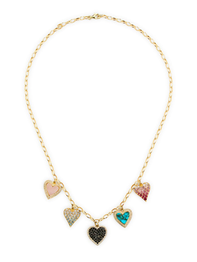 Shop Nina Gilin Women's 14k Yellow Gold, 1.60 Tcw Diamond & Multi-stone Heart Chain Necklace