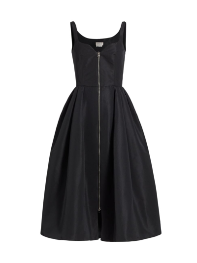 Shop Alexander Mcqueen Women's Faille A-line Midi-dress In Black