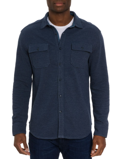 Shop Robert Graham Men's Brunner Knit Button-front Shirt In Indigo