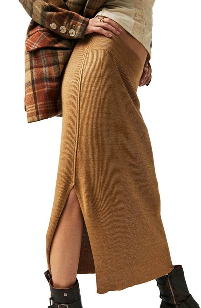 Shop Free People Golden Hour Midi Sweater Skirt In Apple Pie Combo