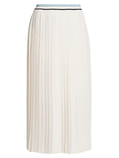 Shop Moncler Women's Pleated Maxi Skirt In White