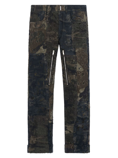 Shop Givenchy Men's Camouflage Printed Jeans In Boro Effect Denim In Black