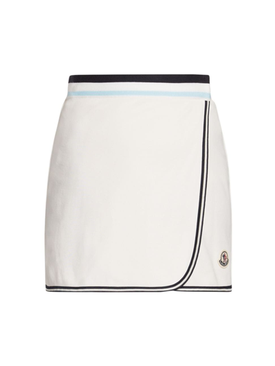 Shop Moncler Women's Logo Cotton Miniskirt In White