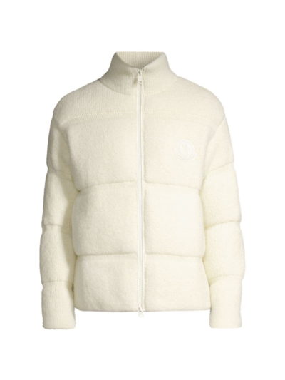 Shop Moncler Men's Wool-blend Down Cardigan In White