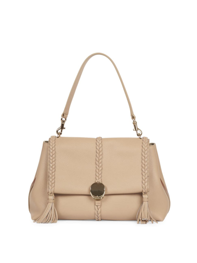 Shop Chloé Women's Medium Penelope Leather Shoulder Bag In Nomad Beige