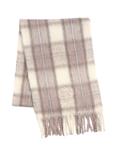 Shop Polo Ralph Lauren Women's Logo-embroidered Plaid Brushed Alpaca-blend Scarf In Cream Multi