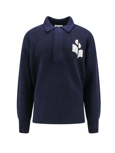 Shop Isabel Marant William Logo Jacquard Sweater In Navy