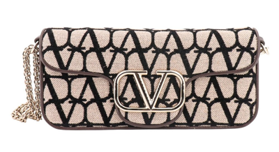 Shop Valentino Garavani Locò Toile Iconographe Logo Plaque Shoulder Bag In Multi