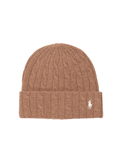 Shop Polo Ralph Lauren Women's Cable-knit Wool & Cashmere Hat In Camel