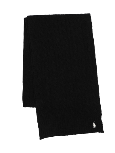 Shop Polo Ralph Lauren Women's Cable-knit Wool & Cashmere Scarf In Black