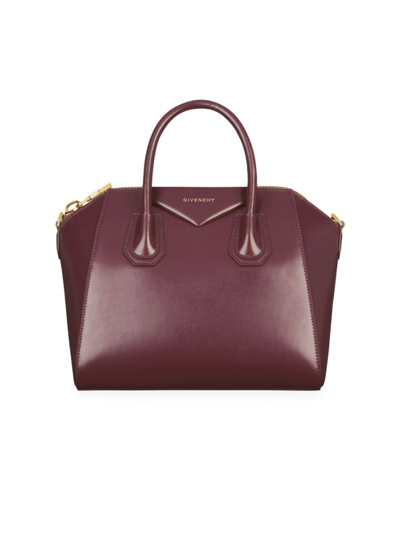 Shop Givenchy Women's Small Antigona Bag In Box Leather In Oxblood