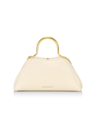 Shop Bvlgari Women's Serpentine Leather Top Handle Bag In Ivory Opal