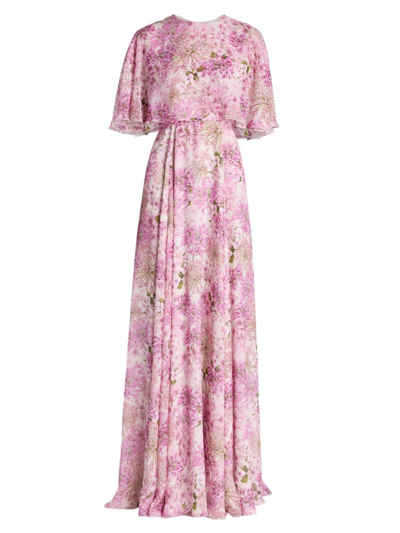 Shop Giambattista Valli Women's Floral Silk Maxi Dress In Pink
