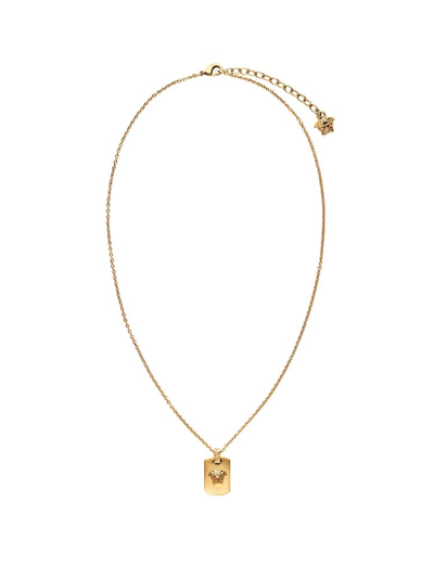 Shop Versace Medusa Pendant Chained Necklace In Gold