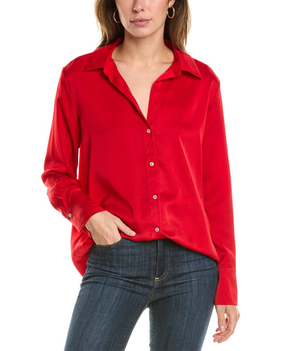 Shop Rachel Rachel Roy Button-down Satin Shirt In Red