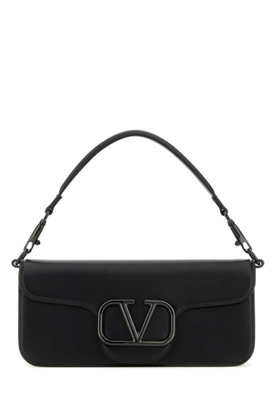Shop Valentino Vlogo Foldover Top Shoulder Bag In Black
