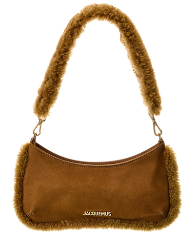 Shop Jacquemus Le Bisou Suede & Shearling Shoulder Bag In Brown