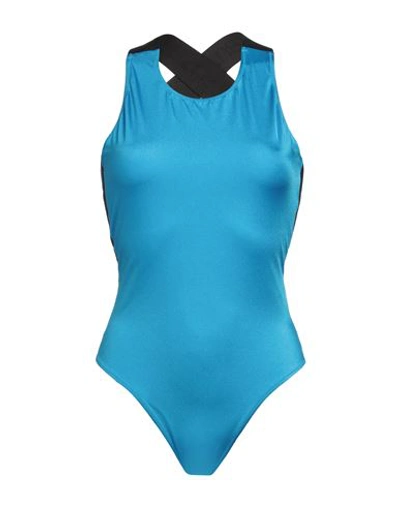 Shop Dolce & Gabbana Beachwear Woman One-piece Swimsuit Azure Size M Polyamide, Elastane In Blue
