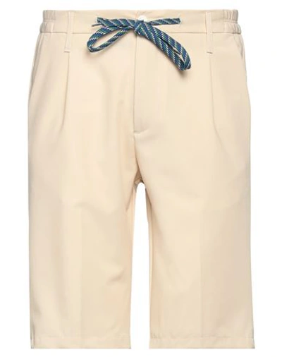 Shop Daniele Alessandrini Homme Man Shorts & Bermuda Shorts Beige Size 30 Polyester, Viscose, Elastane