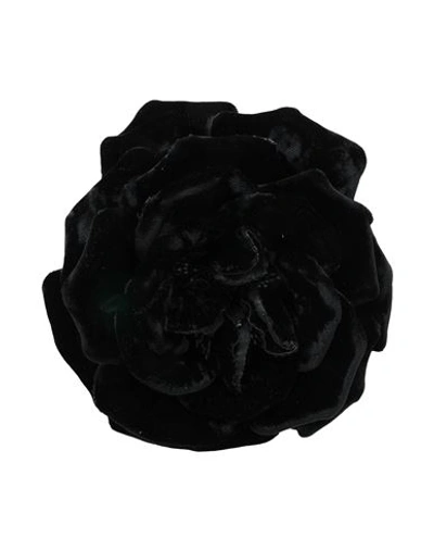 Shop Saint Laurent Woman Brooch Black Size - Textile Fibers