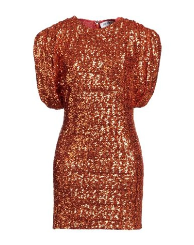 Shop Attico The  Woman Mini Dress Rust Size 6 Polyester In Red