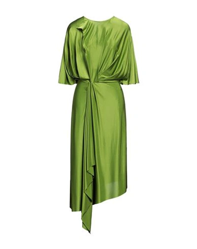 Shop Victoria Beckham Woman Midi Dress Green Size 2 Viscose, Elastane, Polyester