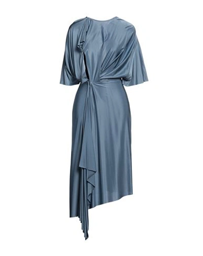 Victoria Beckham Woman Midi Dress Pastel Blue Size 6 Viscose, Elastane, Polyester In Blue