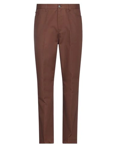 Shop Valentino Garavani Man Pants Cocoa Size 36 Cotton In Brown