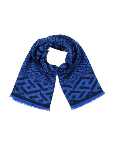 Shop Versace Woman Scarf Blue Size - Silk, Wool