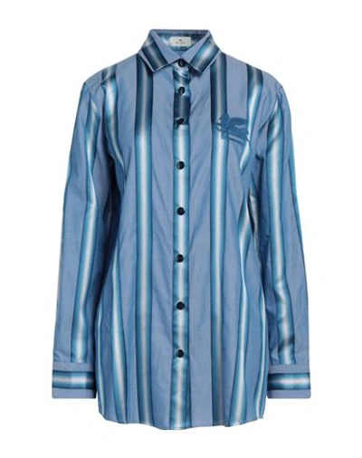 Shop Etro Woman Shirt Light Blue Size 8 Cotton, Viscose, Silk