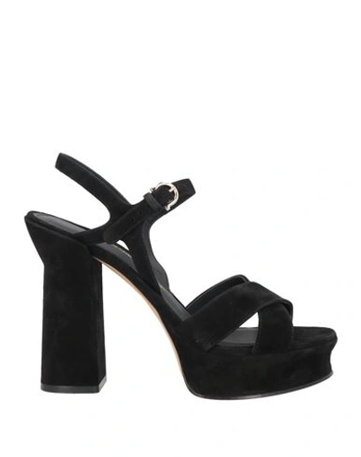 Ferragamo Gancini-buckle Suede Platform Sandals In Black